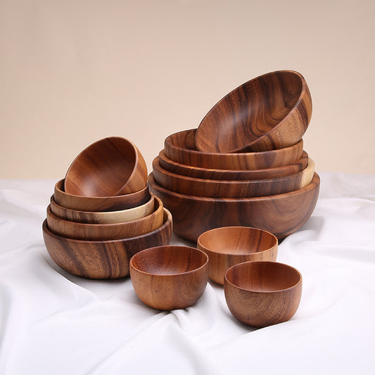 Large And Small Wooden Rice Bowl