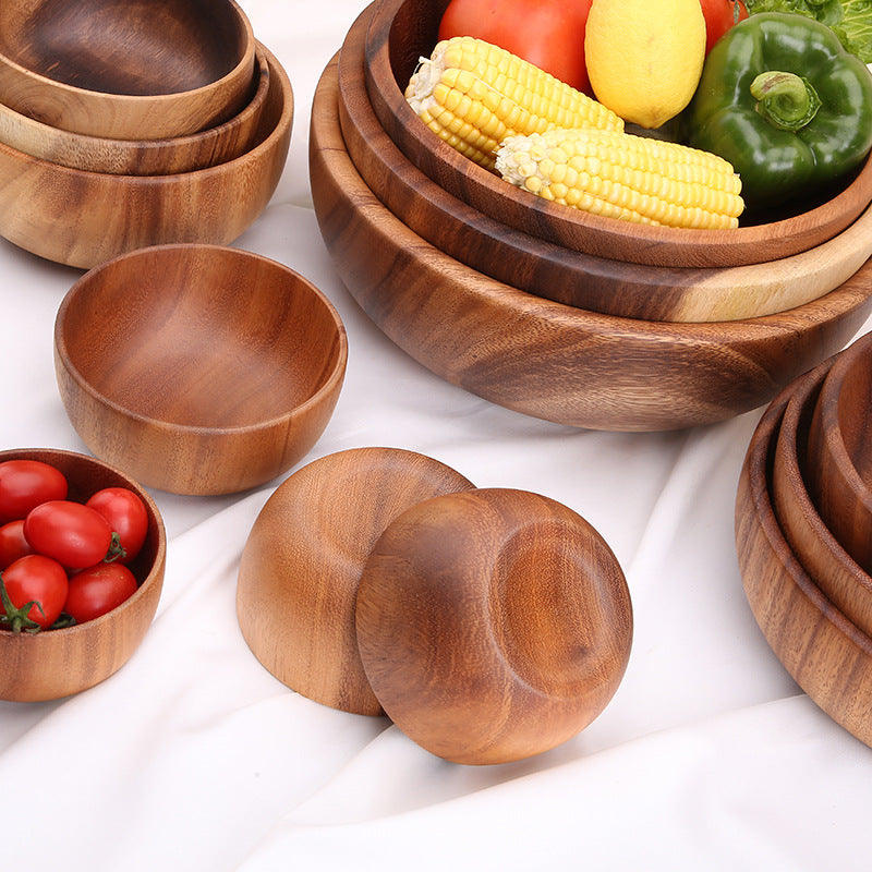 Large And Small Wooden Rice Bowl